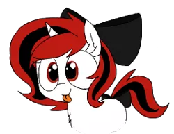 Size: 266x205 | Tagged: safe, artist:wafflecakes, derpibooru import, oc, oc:lilith, unofficial characters only, :p, blank flank, bow, silly, simple background, tongue out, transparent background