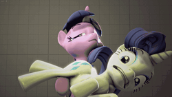 Size: 1280x720 | Tagged: suggestive, artist:fishimira, derpibooru import, rarity, twilight sparkle, twilight sparkle (alicorn), alicorn, pony, unicorn, 3d, animated, bipedal, biting, blinking, butt bite, chewing, eat the booty like groceries, eating, female, food, frown, gritted teeth, holding a pony, hoof hold, joke, looking at you, mare, marshmallow, not salmon, open mouth, plot, puffy cheeks, rarity is a marshmallow, source filmmaker, wat, wide eyes