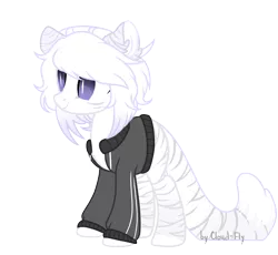 Size: 4864x4474 | Tagged: safe, artist:cloud-fly, derpibooru import, oc, unofficial characters only, hybrid, pony, absurd resolution, clothes, female, hoodie, simple background, solo, tiger pony, transparent background