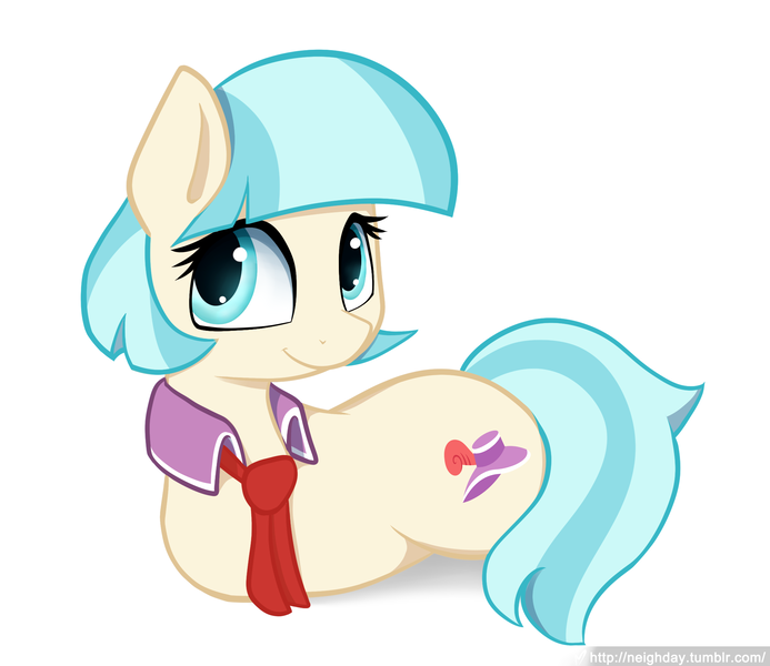 Size: 2118x1835 | Tagged: safe, artist:neighday, derpibooru import, coco pommel, earth pony, pillow pony, pony, worm pony, amputee, female, legless, looking at you, ponyloaf, quadruple amputee, simple background, smiling, solo, white background