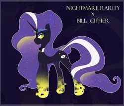 Size: 3500x3000 | Tagged: safe, artist:tigra0118, derpibooru import, nightmare rarity, pony, unicorn, bill cipher, crossover, disney, error, ethereal mane, female, fusion, glitch, gravity falls, mare, solo, starry mane, zoom layer