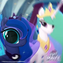 Size: 1200x1200 | Tagged: safe, derpibooru import, edit, princess celestia, princess luna, starlight glimmer, pony, unicorn, my little pony: the movie, boop, exploitable meme, glimmerposting, meme, not salmon, self-boop, she knows, wat, when you see it