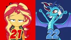 Size: 1920x1080 | Tagged: safe, artist:dashiesparkle, artist:keronianniroro, derpibooru import, princess ember, sunset shimmer, equestria girls, afc wildcard round, american football, choke, kansas city chiefs, nfl, nfl playoffs, nfl wildcard round, obligatory pony, sports, tennessee titans, vector