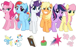 Size: 1022x628 | Tagged: alternate cutie mark, alternate design, alternate hairstyle, alternate universe, applejack, artist:dubsteppegasister, cutie mark, derpibooru import, earth pony fluttershy, fluttershy, mane six, pinkie pie, race swap, rainbow dash, rarity, safe, simple background, transparent background, twilight sparkle