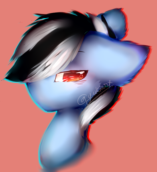 Size: 621x679 | Tagged: safe, artist:yuki-artyt, derpibooru import, oc, unofficial characters only, pony, bust, chromatic aberration, male, pink background, portrait, simple background, solo, stallion