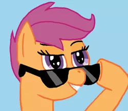 Size: 1830x1580 | Tagged: 8chan, cool, derpibooru import, grin, /pone/, safe, scootaloo, smiling, sunglasses