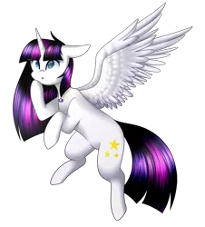 Size: 1444x1600 | Tagged: safe, artist:despotshy, derpibooru import, oc, oc:twily star, unofficial characters only, alicorn, pony, alicorn oc, female, flying, mare, not twilight sparkle, simple background, solo, transparent background