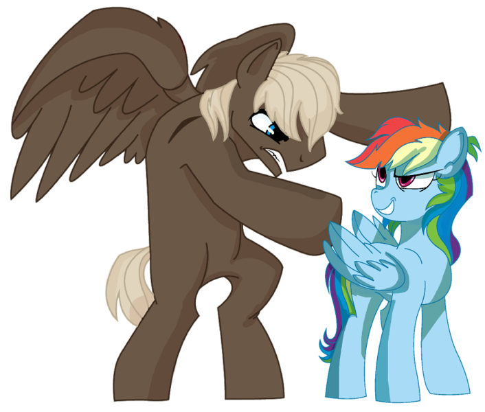 Size: 800x680 | Tagged: artist:dbkit, derpibooru import, dumbbell, dumbdash, female, male, rainbow dash, safe, shipping, simple background, straight, transparent background