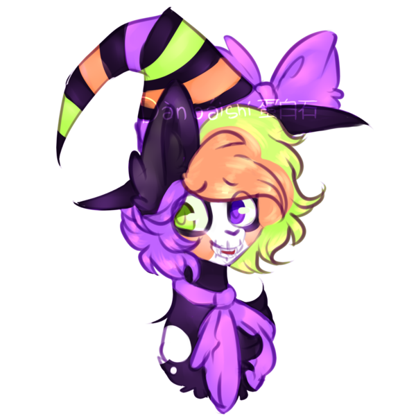 Size: 1500x1500 | Tagged: artist:danbaishi, bust, clothes, derpibooru import, halloween, hat, heterochromia, holiday, oc, portrait, safe, scarf, simple background, solo, transparent background, unofficial characters only, witch hat