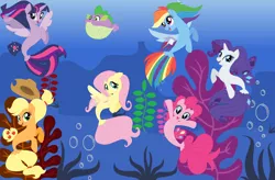 Size: 2030x1334 | Tagged: alicorn, applejack, artist:evilfrenzy, artist:selenaede, artist:user15432, base used, derpibooru import, fins, fish tail, fluttershy, mane seven, mane six, my little pony: the movie, ocean, pinkie pie, puffer fish, rainbow dash, rarity, safe, seaponified, seapony applejack, seapony fluttershy, seapony (g4), seapony pinkie pie, seapony rainbow dash, seapony rarity, seapony twilight, species swap, spike, spike the pufferfish, tail, twilight sparkle, twilight sparkle (alicorn), underwater