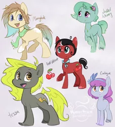 Size: 1024x1126 | Tagged: safe, artist:midnightpremiere, derpibooru import, oc, oc:curlique, oc:jaded whimsy, oc:moonglade, oc:red velvet, oc:tessa, unofficial characters only, simple background