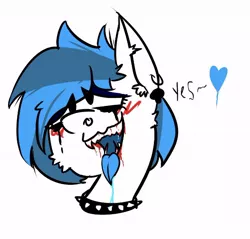 Size: 622x595 | Tagged: artist needed, suggestive, derpibooru import, vinyl scratch, alternate universe, blood, choker, collar, drool, drool string, makeup, monster, monster au, piercing, running makeup, sharp teeth, spiked choker, teeth, tongue out