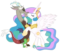 Size: 3000x2500 | Tagged: safe, artist:smallbluetiger, derpibooru import, discord, princess celestia, dislestia, female, male, shipping, simple background, straight, transparent background