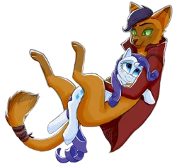 Size: 1024x952 | Tagged: safe, artist:scherys, derpibooru import, capper dapperpaws, rarity, abyssinian, anthro, cat, digitigrade anthro, pony, my little pony: the movie, anthro with ponies, capperbetes, capperity, cute, female, male, shipping, simple background, straight, transparent background