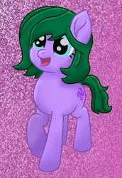 Size: 500x725 | Tagged: safe, artist:votederpycausemufins, derpibooru import, oc, oc:causemufins, unofficial characters only, earth pony, pony, abstract background, earth pony oc, happy, movie accurate