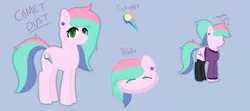 Size: 3500x1550 | Tagged: safe, artist:zero the hero, derpibooru import, oc, oc:comet dust, unofficial characters only, earth pony, pony, clothes, ear piercing, gauges, piercing, ponysona, reference sheet, solo