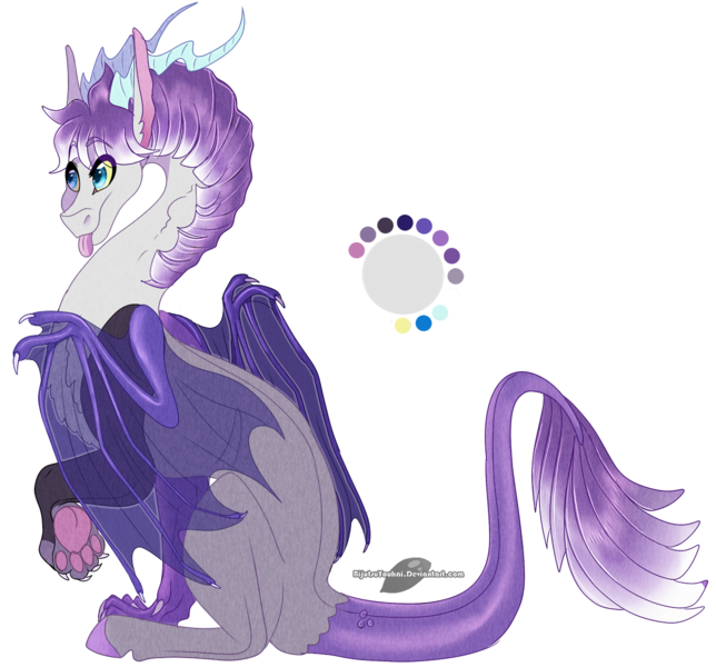 Size: 1300x1211 | Tagged: safe, artist:bijutsuyoukai, derpibooru import, oc, oc:moonsugar, unofficial characters only, draconequus, hybrid, draconequus oc, interspecies offspring, next generation, offspring, parent:discord, parent:twilight velvet, simple background, solo, tongue out, transparent background