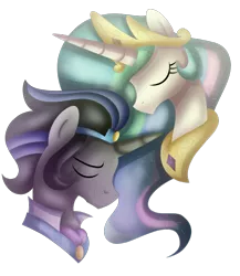 Size: 498x574 | Tagged: artist:kimmyartmlp, bust, celestibra, derpibooru import, female, good king sombra, king sombra, male, princess celestia, safe, shipping, simple background, straight, transparent background