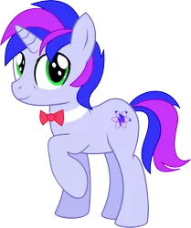 Size: 4884x5838 | Tagged: safe, artist:cyanlightning, derpibooru import, oc, oc:blue sky lightning, unofficial characters only, unicorn, absurd resolution, bowtie, looking at you, male, raised hoof, simple background, solo, stallion, transparent background, vector