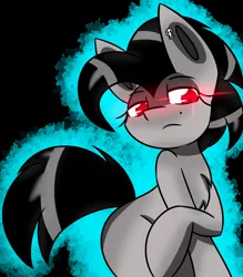 Size: 2006x2286 | Tagged: safe, artist:askhypnoswirl, derpibooru import, oc, oc:paulpeoples, unofficial characters only, earth pony, pony, bedroom eyes, earth pony oc, femboy, glowing eyes, male, skull