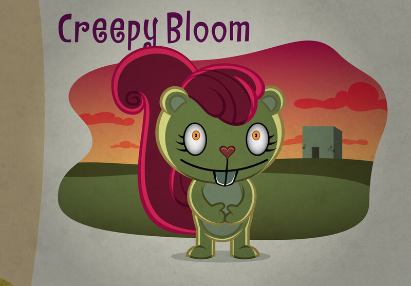 Size: 1024x713 | Tagged: semi-grimdark, artist:culu-bluebeaver, derpibooru import, apple bloom, squirrel, background, creepy bloom, creepybloom, happy tree friends, image, jpeg, solo, species swap, this will end in death, this will end in pain, this will not end well