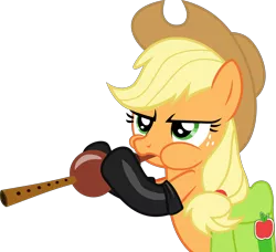 Size: 5653x5154 | Tagged: safe, artist:frownfactory, derpibooru import, applejack, earth pony, pony, somepony to watch over me, .svg available, absurd resolution, clothes, female, fireproof boots, flute, gloves, mare, musical instrument, saddle bag, simple background, solo, svg, transparent background, vector