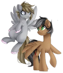 Size: 971x1128 | Tagged: safe, artist:alexa1alexa, derpibooru import, oc, oc:artsong, oc:digital dusk, unofficial characters only, pegasus, pony, female, male, mare, simple background, stallion, transparent background