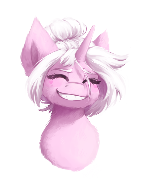 Size: 838x1081 | Tagged: safe, artist:crownedspade, derpibooru import, oc, oc:sacer, unofficial characters only, pony, unicorn, blushing, bust, eyes closed, female, heart, mare, portrait, simple background, smiling, solo, transparent background