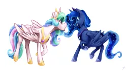 Size: 1180x663 | Tagged: alicorn, artist:longmuzzlepony, derpibooru import, princess celestia, princess luna, royal sisters, safe, shooting star