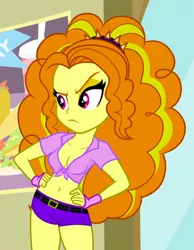 Size: 560x720 | Tagged: suggestive, derpibooru import, edit, edited screencap, editor:ah96, screencap, adagio dazzle, equestria girls, rainbow rocks, belly button, breast edit, breasts, cleavage, cropped, female, front knot midriff, midriff, solo, thighs