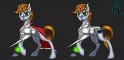 Size: 1280x625 | Tagged: artist needed, safe, derpibooru import, oc, oc:littlepip, unofficial characters only, pony, unicorn, fallout equestria, fallout equestria: vivat littlepip, fanfic, armor, blade, cloak, clothes, cutie mark, cyrillic, dark background, fanfic art, female, hooves, horn, mare, pipbuck, pipleg, russia, simple background, solo, weapon