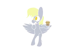 Size: 1600x1200 | Tagged: safe, artist:rafuki, derpibooru import, derpy hooves, pegasus, pony, female, flying, food, lineless, mare, muffin, no pupils, simple background, solo, transparent background