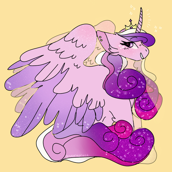 Size: 1360x1360 | Tagged: safe, artist:beanieprince, derpibooru import, princess cadance, alicorn, pony, crown, female, jewelry, mare, regalia, smiling, solo, sparkles