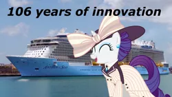 Size: 1920x1080 | Tagged: anthem of the seas, artist:eagle1division, artist:uponia, clothes, cruise ship, derpibooru import, dress, eyes closed, hat, open mouth, raristocrat, rarity, rose dewitt bukater, safe, ship, simple background, solo, vector