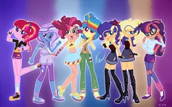 Size: 2144x1340 | Tagged: safe, artist:kayotanv87, derpibooru import, oc, unofficial characters only, equestria girls, base used, female, half-siblings, magical lesbian spawn, next generation, offspring, parent:applejack, parent:cheese sandwich, parent:fluttershy, parent:pinkie pie, parent:rainbow dash, parent:rarity, parent:sci-twi, parent:starlight glimmer, parent:sunset shimmer, parent:trixie, parent:twilight sparkle, parents:cheesepie, parents:flutterdash, parents:rarijack, parents:scitwishimmer, parents:startrix, parents:sunsetsparkle, sisters