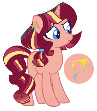 Size: 400x456 | Tagged: artist:faeriiefioss, cutie mark, derpibooru import, magical lesbian spawn, next generation, oc, oc:scarlet sonnet, offspring, parents:sunsetsparkle, parent:sunset shimmer, parent:twilight sparkle, safe, simple background, transparent background, unofficial characters only