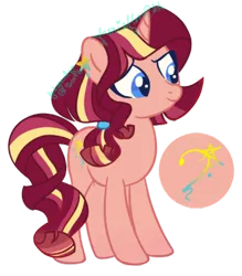 Size: 400x456 | Tagged: artist:faeriiefioss, cutie mark, derpibooru import, magical lesbian spawn, next generation, oc, oc:scarlet sonnet, offspring, parents:sunsetsparkle, parent:sunset shimmer, parent:twilight sparkle, safe, simple background, transparent background, unofficial characters only