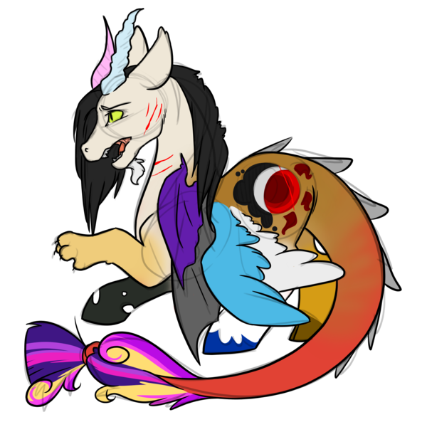 Size: 1400x1400 | Tagged: artist:slightinsanity, derpibooru import, draconequus, draconequus oc, hybrid, joke oc, multiple parents, oc, oc:dennis, offspring, parent:discord, parent:princess cadance, parent:princess celestia, parent:princess luna, parent:shining armor, parent:twilight sparkle, safe, scar, simple background, transparent background, unofficial characters only, unshorn fetlocks