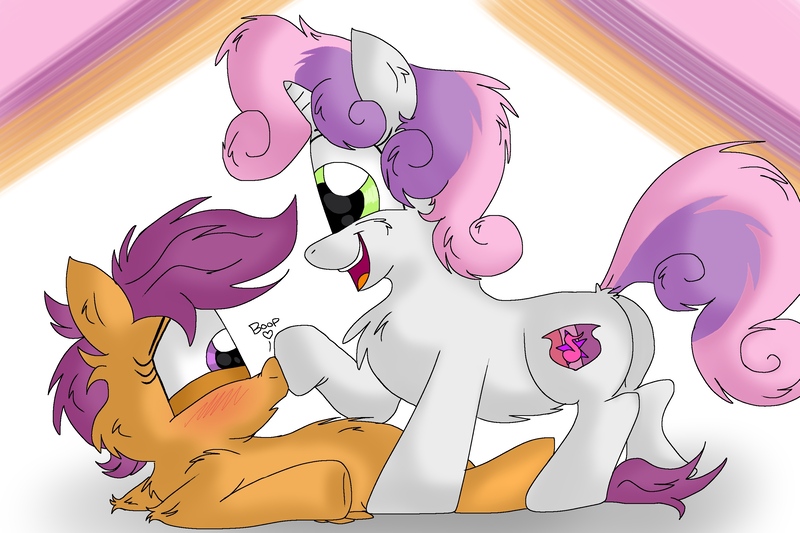Size: 3000x2000 | Tagged: artist:kdbrony, blushing, boop, cute, derpibooru import, safe, scootaloo, sweetie belle