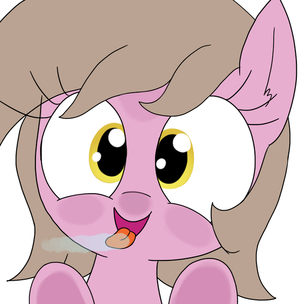 Size: 2000x2000 | Tagged: safe, artist:wafflecakes, derpibooru import, oc, oc:reppy, unofficial characters only, close-up, female, fourth wall, licking, mare, mlem, screen, silly, simple background, solo, tongue out, transparent background
