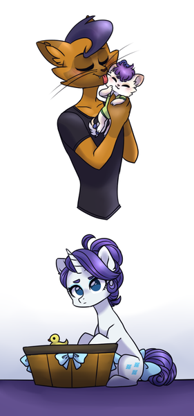 Size: 600x1282 | Tagged: safe, artist:s1nb0y, derpibooru import, capper dapperpaws, rarity, oc, abyssinian, anthro, cat, pony, unicorn, my little pony: the movie, alternate hairstyle, anthro with ponies, bathtub, capperbetes, capperity, cats doing cat things, clothes, cute, female, interspecies, interspecies offspring, licking, male, mare, offspring, parent:capper, parent:rarity, parents:capperity, rubber duck, shipping, simple background, straight, tongue out, white background