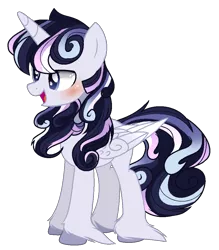 Size: 937x1072 | Tagged: safe, artist:6-fingers-lover, derpibooru import, oc, unofficial characters only, alicorn, pony, alicorn oc, blushing, male, offspring, parent:star swirl the bearded, parent:twilight sparkle, parents:twiswirl, simple background, solo, stallion, transparent background, unshorn fetlocks