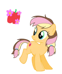 Size: 1344x1608 | Tagged: safe, artist:thesmall-artist, derpibooru import, oc, oc:apple flower, unofficial characters only, earth pony, pony, female, mare, multicolored eyes, offspring, parent:applejack, parent:caramel, parents:carajack, simple background, solo, transparent background
