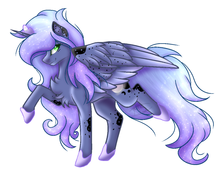 Size: 1100x850 | Tagged: safe, artist:morries123, derpibooru import, oc, oc:misty, unofficial characters only, alicorn, pony, female, mare, offspring, parent:princess luna, raised hoof, raised leg, simple background, solo, transparent background