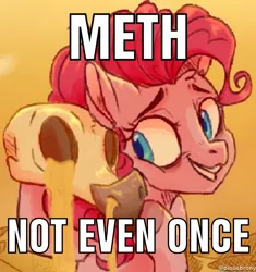 Size: 1130x1200 | Tagged: artist:yomitai, caption, dead, derpibooru import, desert, desert sun madness, edit, image macro, meme, movie reference, pinkie pie, public service announcement, safe, scene interpretation, skull