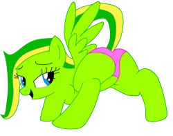 Size: 957x756 | Tagged: suggestive, artist:didgereethebrony, derpibooru import, oc, oc:boomerang beauty, unofficial characters only, pegasus, pony, clothes, female, mare, panties, simple background, solo, teasing, transparent background, underwear