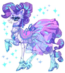 Size: 800x900 | Tagged: safe, artist:njeekyo, derpibooru import, rarity, crystal pony, pony, unicorn, clothes, crystallized, dress, female, jewelry, mare, necklace, oekaki, pixel-crisp art, simple background, solo, unshorn fetlocks, white background