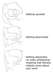 Size: 2893x4092 | Tagged: safe, alternate version, artist:moonatik, derpibooru import, oc, oc:moonatik, unofficial characters only, pony, derpibooru, dialogue, glasses, meme, meta, sketch, smiling, solo, vulgar, wow! glimmer