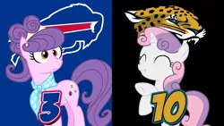 Size: 1920x1080 | Tagged: safe, artist:ispincharles, artist:sketchmcreations, derpibooru import, suri polomare, sweetie belle, pony, afc wildcard round, american football, buffalo bills, jacksonville jaguars, nfl, nfl playoffs, nfl wildcard round, obligatory pony, sports, vector