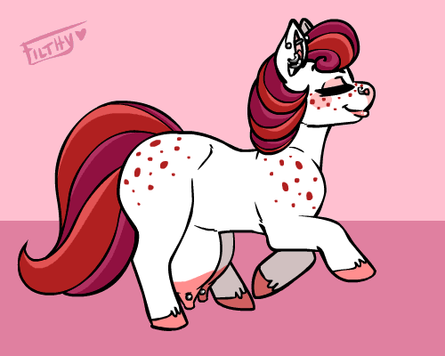 Size: 500x400 | Tagged: questionable, artist:rottenroadkill, derpibooru import, oc, oc:filthyhooves, unofficial characters only, earth pony, pony, animated, butt freckles, crotchboobs, ear piercing, earring, eyeshadow, female, freckles, galloping, impossibly large crotchboobs, jewelry, makeup, mare, nipple piercing, nipples, piercing, solo, solo female, teat piercing